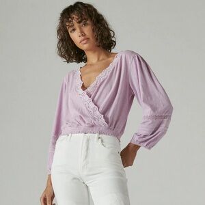 Lucky Brand Lavender Lace Trim‎ Women's Top NWT  size M (F32)